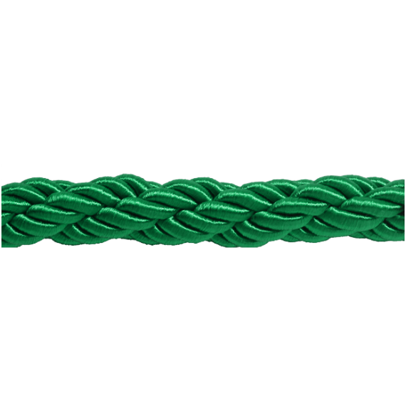Zöld színű díszkötél 30 mm átmérő, karabineres kötélvég nélkül