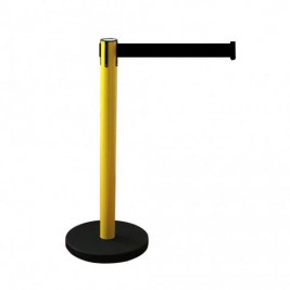 Kordonoszlop szett: nagy méretű sárga oszlop fekete talppal + 4,5 m választható színű szalagkazettával